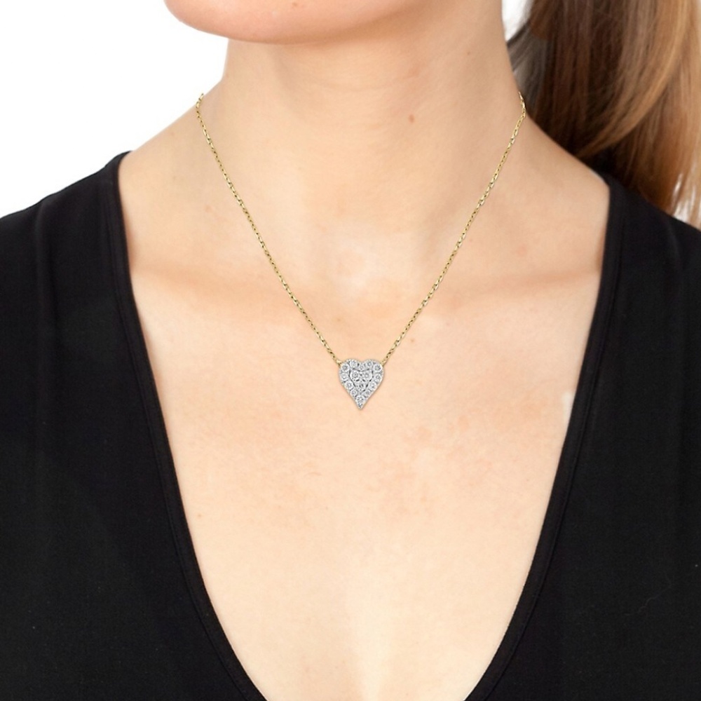 NEW Effy 14K Yellow Gold & Diamond Heart Pendant Necklace
